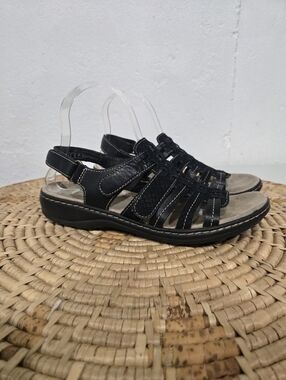 Clarks Black Strappy Sandals 8.5